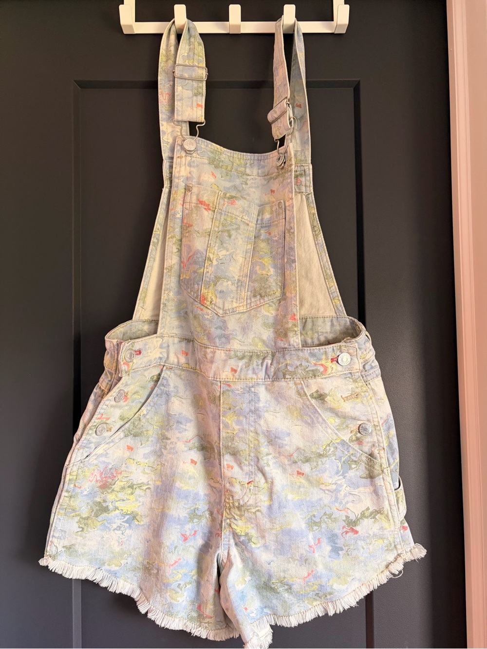 Pilcro Pastel Multi-Color Denim Short Overalls